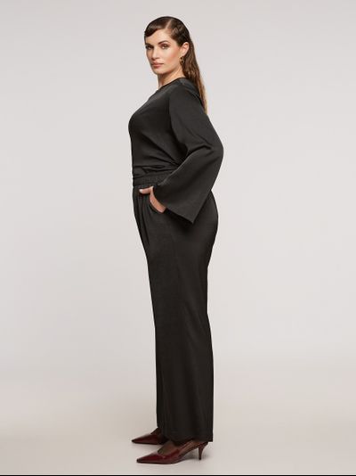 Брюки широкие атласные чёрного цвета