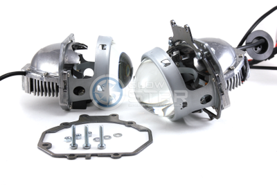 Комплект Biled Hella 3R Professional с рамками для замены штатных ксеноновых / галогенных линз автомобиля Mitsubishi Pajero 4 (2006 - 2014) на светодиодные