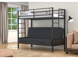 Двухъярусная кровать-диван Дакар 1 Черный (вставки венге) фото