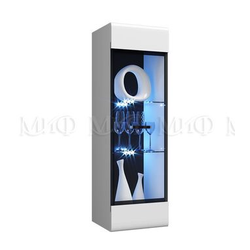 НЭНСИ New Пенал стекло навесн (исп2) (400*1280*346мм), Белый глянец холод/белый