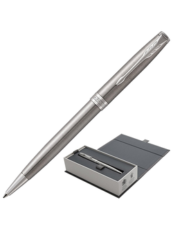 Ручка шариковая PARKER "Sonnet Core Stainless Steel CT", корпус серебристый, палладиевые детали, черная, 1931512