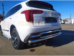 Защита заднего бампера  двойная d60/42 для Haval Jolion 2021-