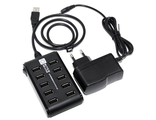 Концентратор 5bites HB210-205PBK 10*USB2.0, БП 5В-2А, 1м, черный с доп. питанием