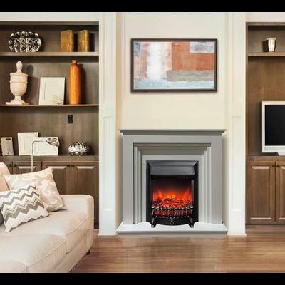 Электрокамин Вотан белый с очагом Fobos