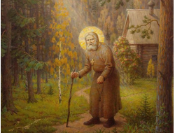 Серафим Саровский, святой преподобный. Рукописная икона.