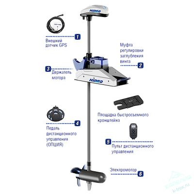 Подвесной электрический мотор якорь Hidea OMS150S 54“ GPS 12V