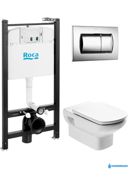 Подвесной унитаз Roca DAMA SENSO  с инсталляцией, кнопкой и сиденьем микролифт