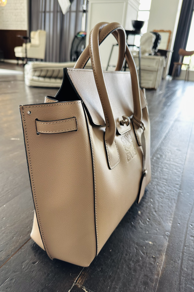 Женская пудровая форматная сумка из натуральной толстой кожи Vera Pelle  022032