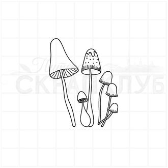 штамп Рисованные поганки и мухоморы