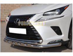Защита переднего бампера двойная с перемычками  d60/42 для Lexus NX200/NX300 2017-