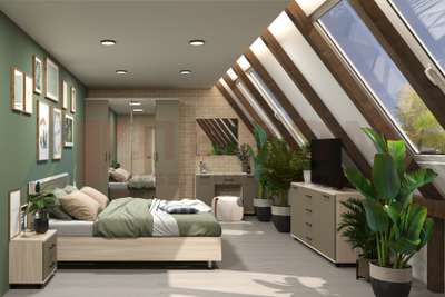 Композиция спальни ГРЕЙС корпус Ясень Асахи/фасад Латте Матовый