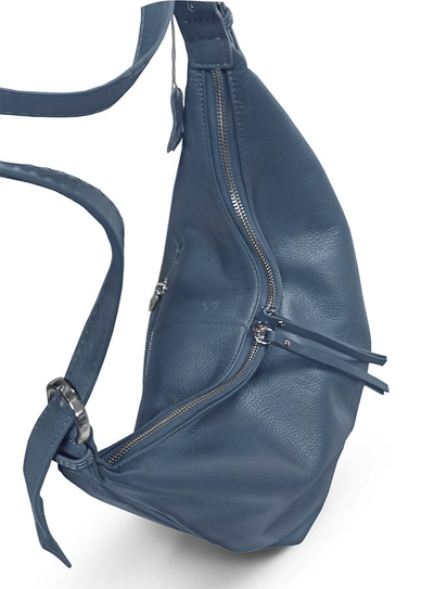 (АРТИКУЛ: 10015) СУМКА МЕШОК, БОЛЬШАЯ, НАТУРАЛЬНАЯ КОЖА, ГОЛУБАЯ, ЧЕРЕЗ ПЛЕЧО