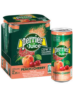 Газированный напиток «Perrier&Juice» Персик-Вишня 250мл (24)
