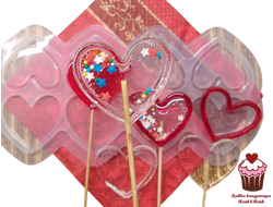 Форма для леденцов-погремушек Сердечки