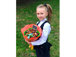 Букет "1 сентября" (в зеленом, оранжевом или жёлтом оформлении)