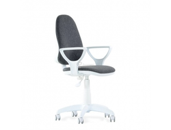 Кресло Премьер, белый пластик, ткань серая, с подлокотниками, ALN купить в Ялте