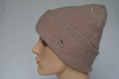 Розовая шапка зимняя с отворотом Vizio Италия 6939 CRY