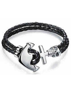 Кожаный браслет с якорем "Sea Wolf"