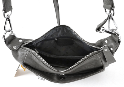 (АРТИКУЛ: 7503/1) СУМКА ЖЕНСКАЯ, НЕБОЛЬШАЯ, НАТУРАЛЬНАЯ КОЖА, СЕРАЯ, С ДЕКОРАТИВНЫМ НАРУЖНЫМ КАРМАНОМ, С ПЛЕЧЕВЫМ РЕМНЕМ