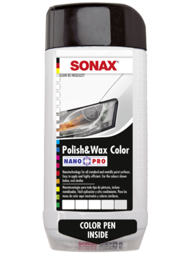 Полироль цветная с воском + карандаш &quot;SONAX Polish &amp; wax color NanoPro&quot; 500 мл (белая)