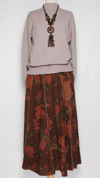 ЮБКА "Цветы винтажная" терракотовая до р.52