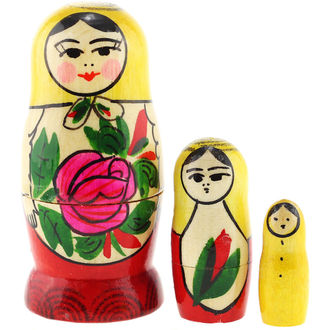 Матрёшка Семёновская с жёлтым платком 3-х кукольная