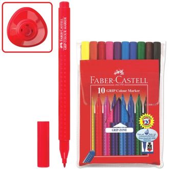 Фломастеры FABER-CASTELL "Grip", 10 цветов, трехгранные, смываемые, ПВХ упаковка, 155310, 2 набора