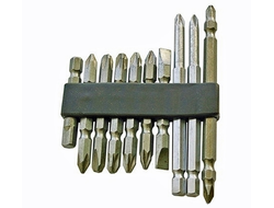 Набор бит PZ, PH, SL для шуруповерта двухсторонних 10 пр. (3 длинных + 7 коротких)