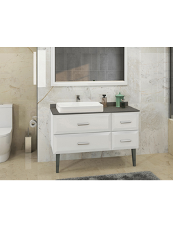 Тумба-умывальник "Империя-120" белый глянец с антрацитовой столешницей, с раковиной COMFORTY 78189