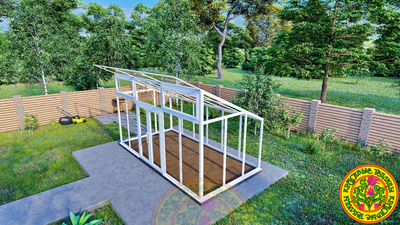 Базовая комплектация теплица из стекла и алюминия ГЛОРИЯ размером 5000 x 2500 мм