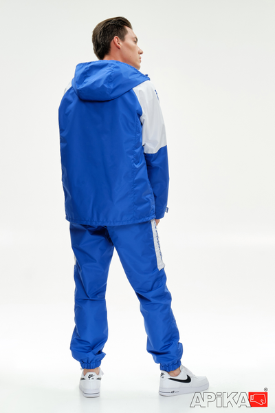 APIKA ветрозащитный тренировочный спортивный костюм ярко-синий с белым