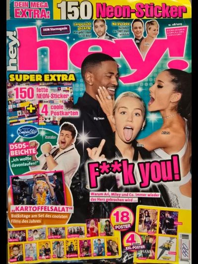 HEY! Magazine Issue 8 2015 Big Sean, Miley Syrus, Ariana Grande, Severin, Freshtorge, One Direction, Zac Efron, DSDS, Zayn, Kaley Cuoco Inside