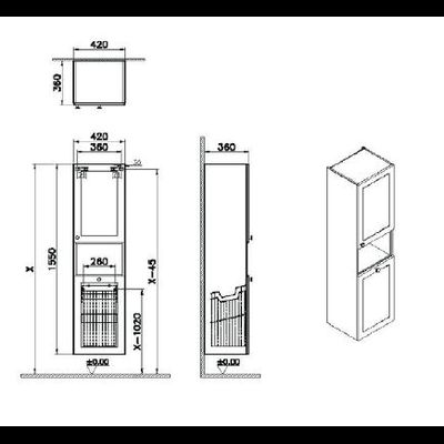 Пенал высокий, Vitra Root Classic, 40 см, с корзиной для белья, матовый белый, правосторонний, 68524