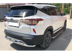 Защита заднего бампера двойная d60/42 для Kia Seltos (2019-...)