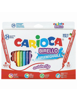 Фломастеры двухсторонние CARIOCA (Италия) "Birello", 24 цвета, суперсмываемые, 41521, 2 набора