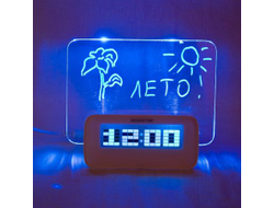 Часы настольные HighStar с доской и маркером для записей (Led синяя подсветка)