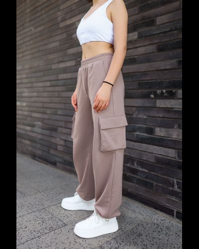 Брюки с карманами и регулировкой длины (капучино)