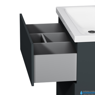 Тумба с раковиной AM.PM Gem 75, напольная, 2 ящика, цвет графит матовый