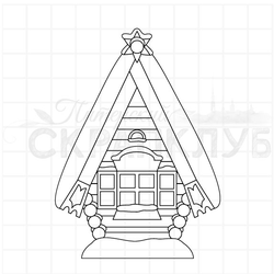 Штамп деревянная избушка в снегу