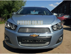 Защита радиатора Chevrolet Aveo 2012- chrome низ