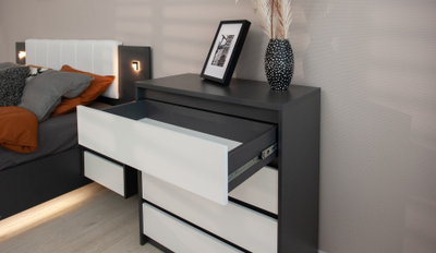 Комод Мишель, антрацит, белый жемчуг