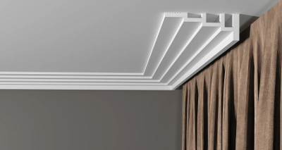 Потолочный плинтус DECOR-DIZAYN DD514, из дюрополимера, под покраску, ударопрочный, 2 метра