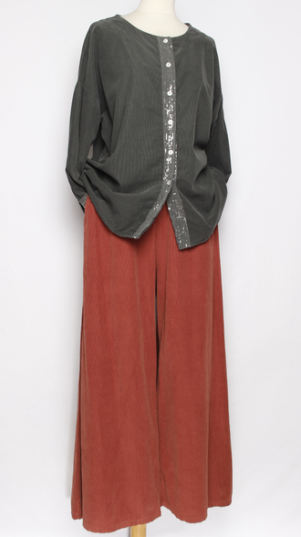 Брюки Бохо вельветовые "ПАЛАЦЦО Укороченные" терракотовые