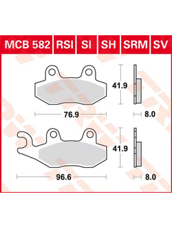 Тормозные колодки передние правые TRW MCB582SI (FA135) для квадроциклов BRP Can-Am Commander 800/1000, 550 U-Force/ Z-Force, YAMAHA Rhino 660/700, Raptor,700, Kawasaki Brute Force 650/750, Teryx 750/800
