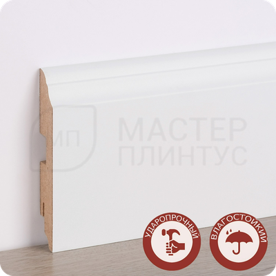 Белый МДФ плинтус по покраску TeckWood Титан вектор 100 мм.