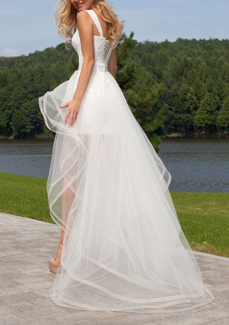 Свадебное платье трансформер с отстегивающейся юбкой шлейфом СВ-75203