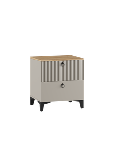 Ника Тумба прикроватная, ПВШ 400*516*410 (мдф бежевый мат-05 / лдсп кашемир + дуб делано)