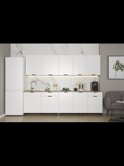 Венера (1000) МДФ кухонный гарнитур (МДФ с ПВХ белый матовый (гладкий)