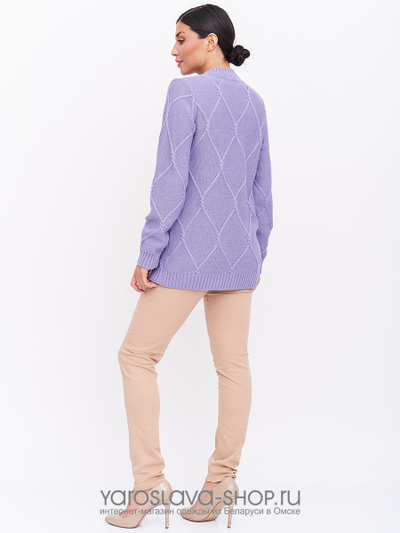 Женский вязанный жакет сиреневого цвета