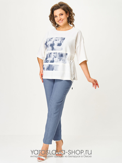 Летний брючный костюм в светлых оттенках